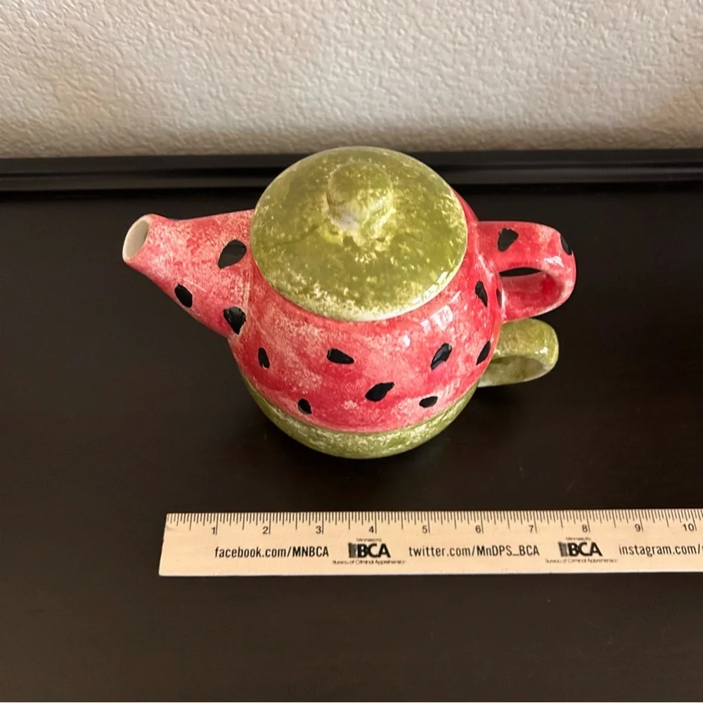 Hand-Painted Watermelon Stackable Tea Set | Whimsical Teacup & Teapot | New